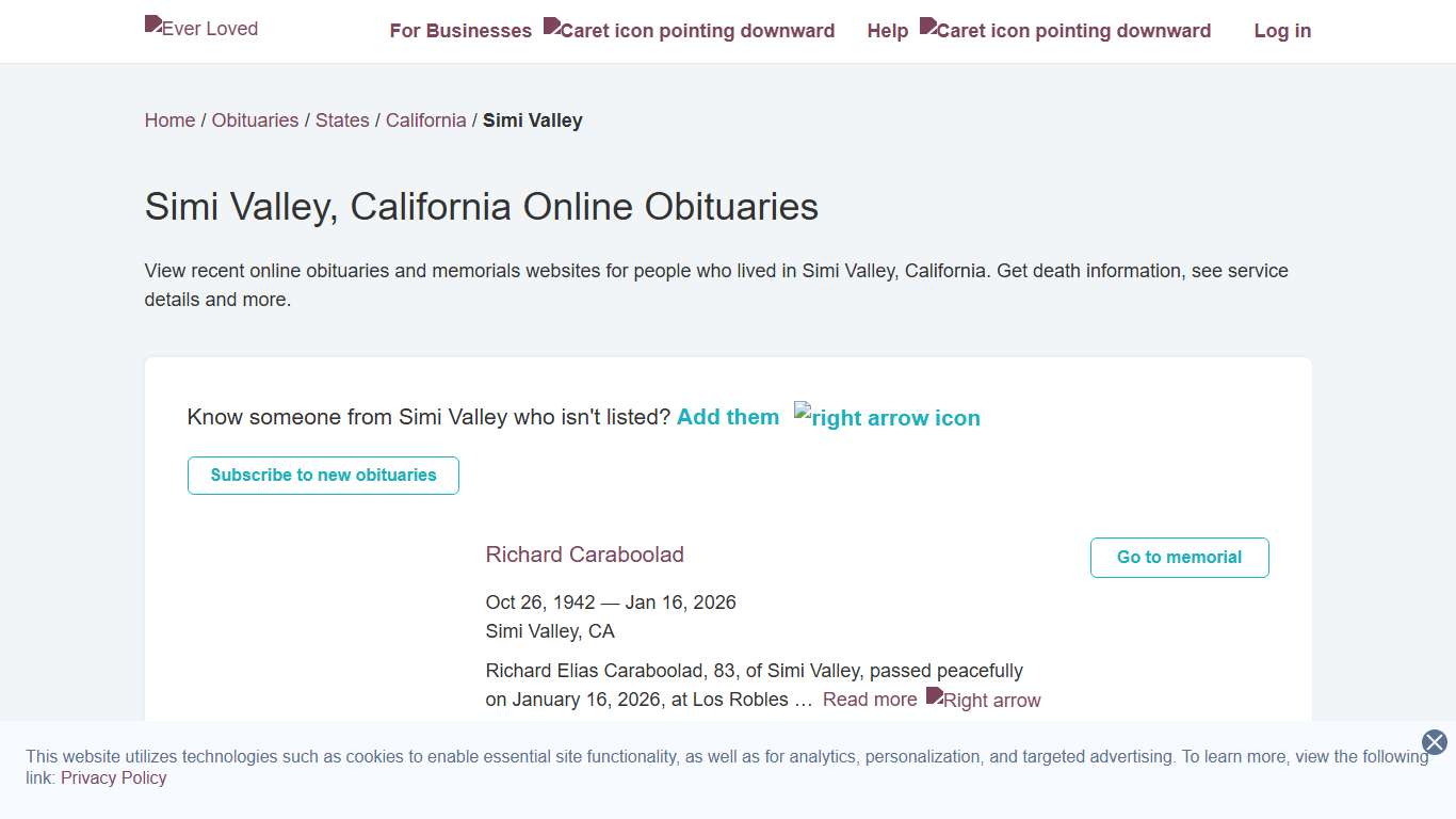 Simi Valley, California Online Obituaries Ever Loved