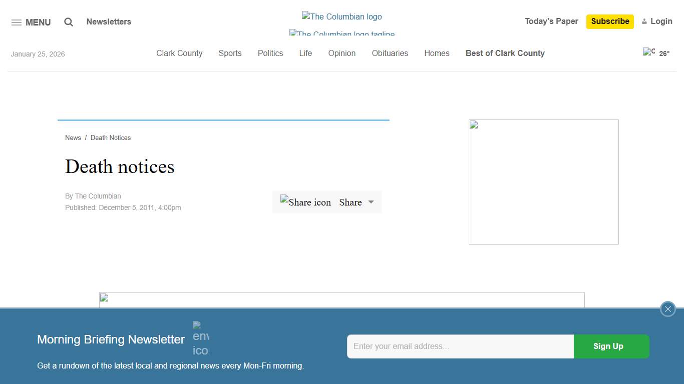 Death notices - The Columbian