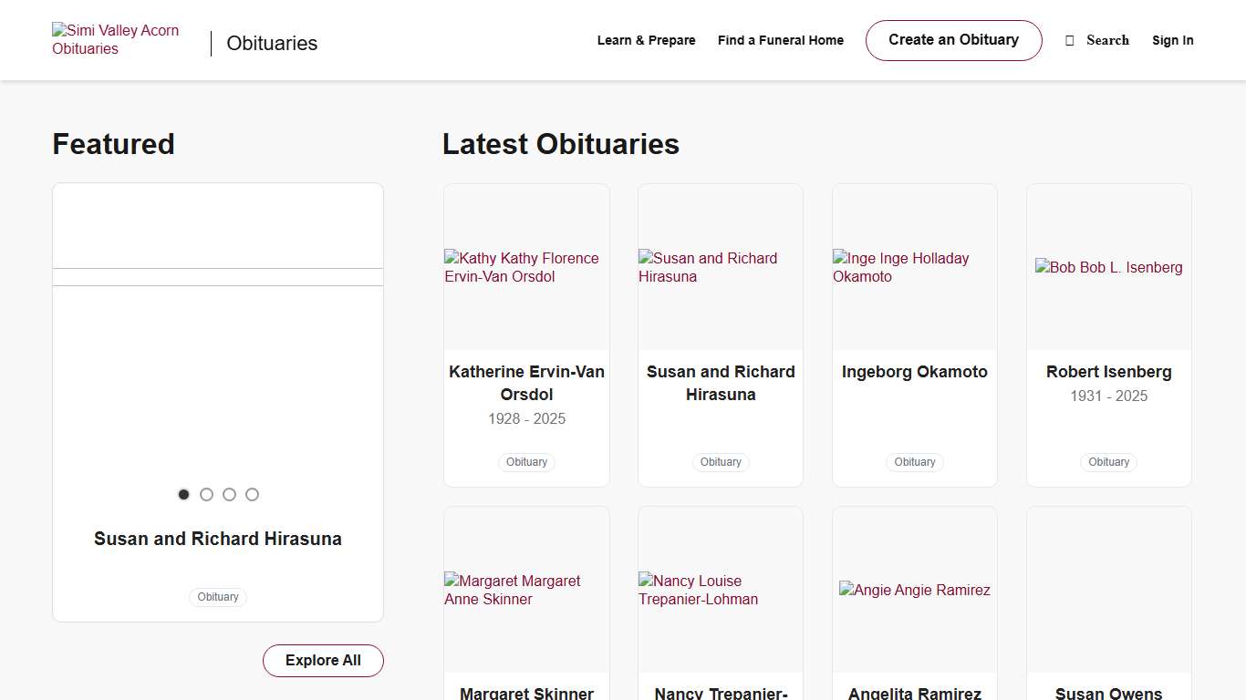 Obituaries Simi Valley Acorn